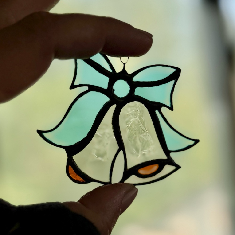 70’s Stained Glass Bells and Bow.